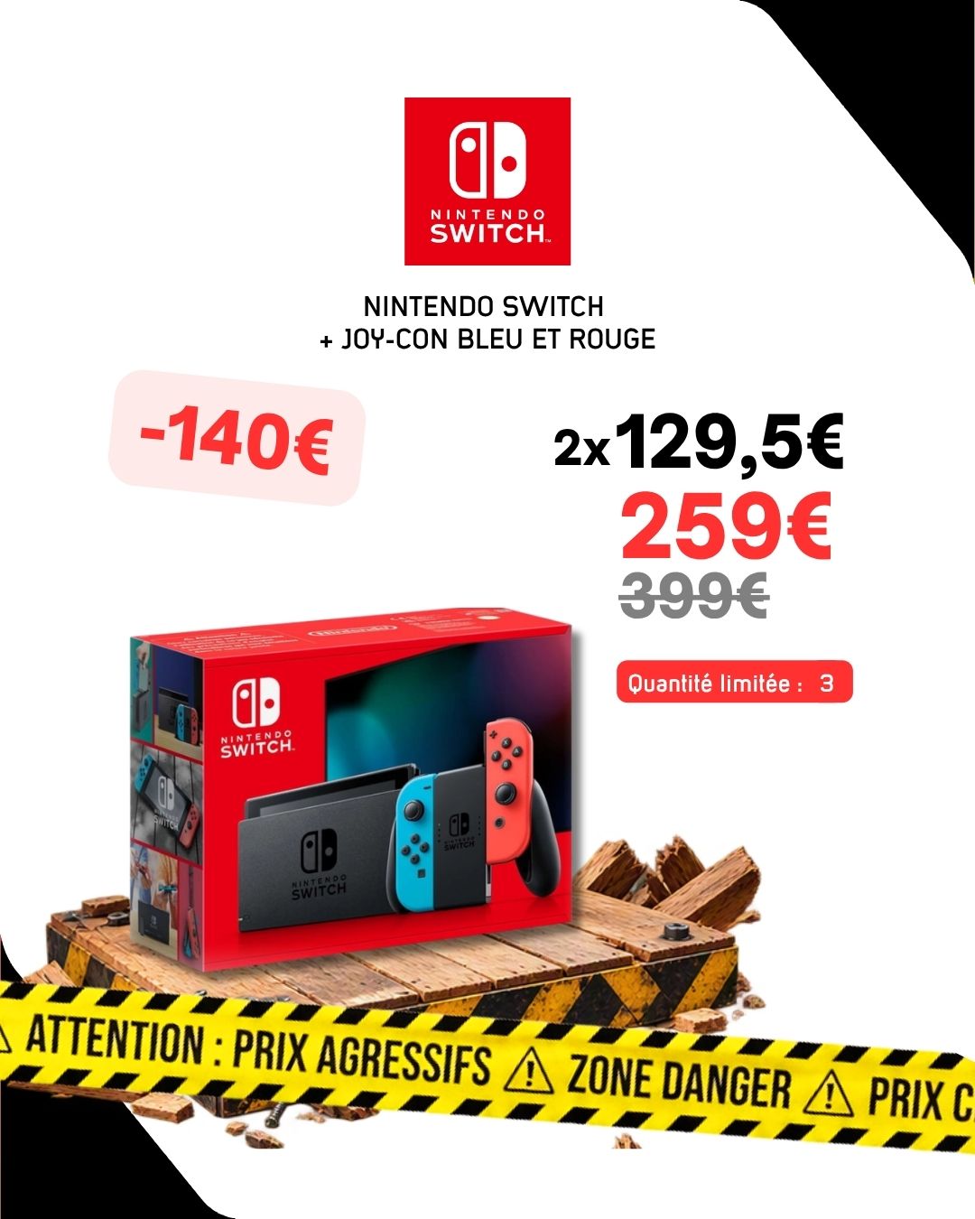 Switch avec joy-con bleu rouge
