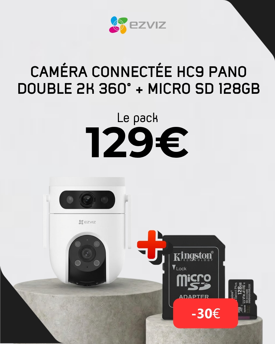 Camera Connectee Double H9C 2K 360